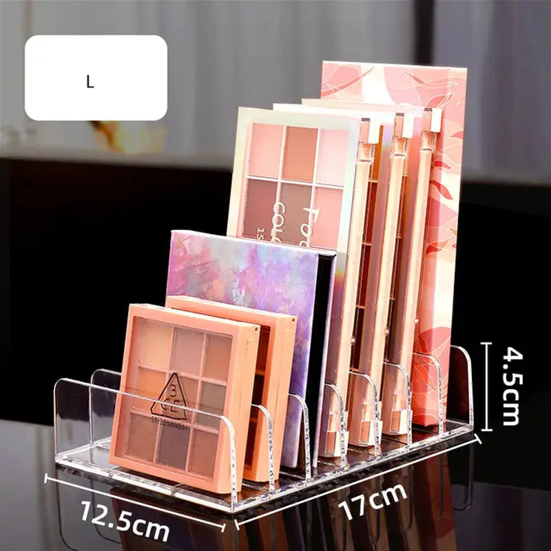 a display with various makeup products on it