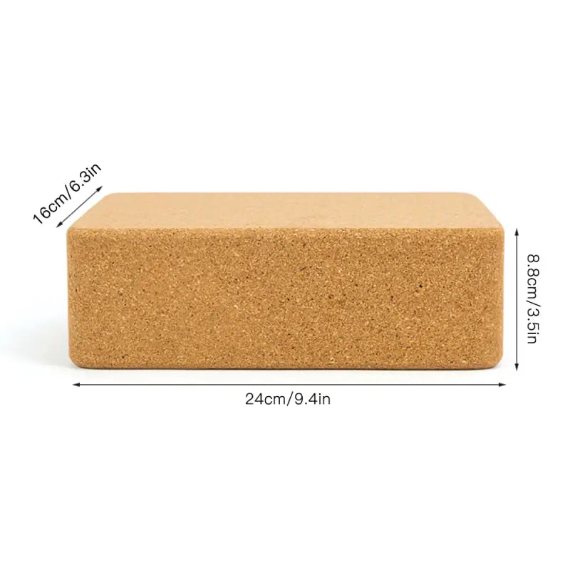 a close up of a cork block with measurements for each block
