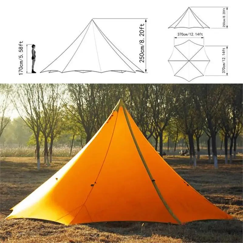 a tent with measurements and measurements