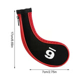 a black and red shoe cover with the number 5 on it