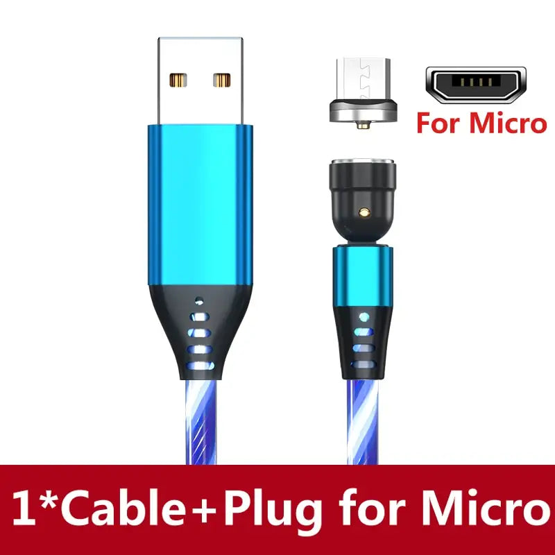 a close up of a blue cable with a micro usb cable attached