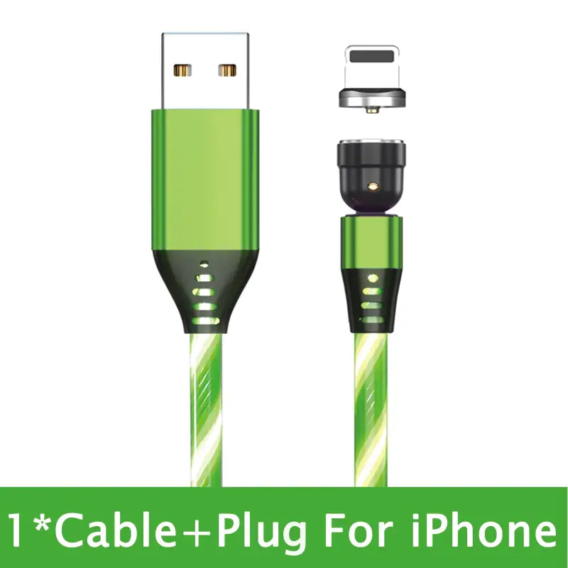 a green cable with the text, cable plug for iphone