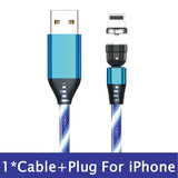a blue cable with the text cable plug iphone
