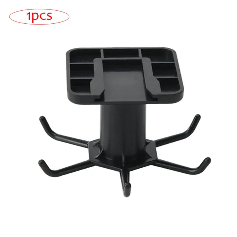 a black plastic cup holder with a cup holder attached to it
