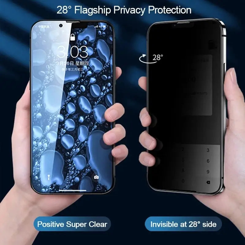 two hands holding a phone with a screen protector