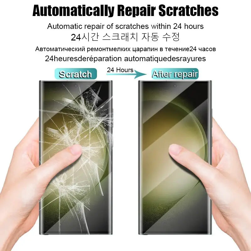 a hand holding a smartphone with a broken screen