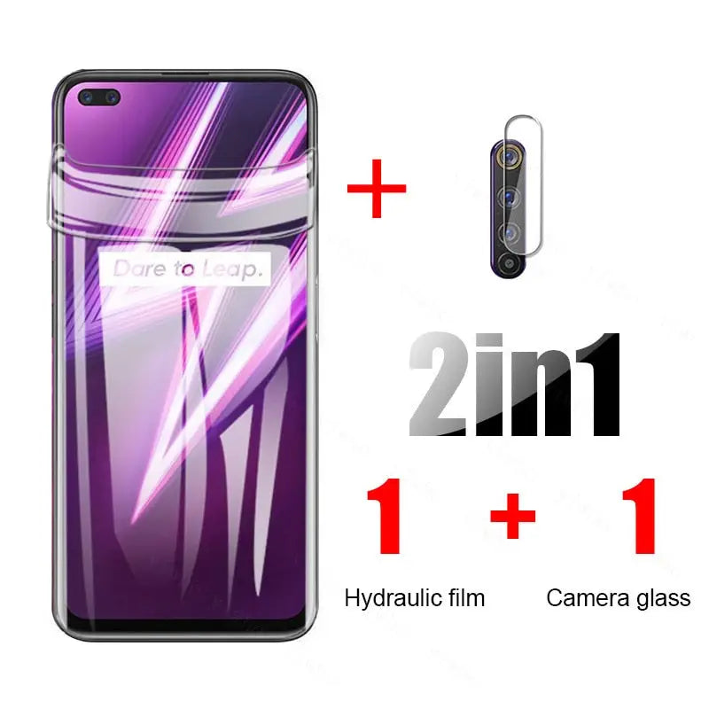 the front and back of a purple samsung phone with the screen protector