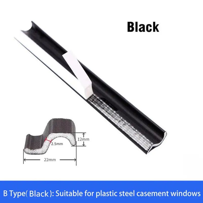 a black plastic window sealer with a white background