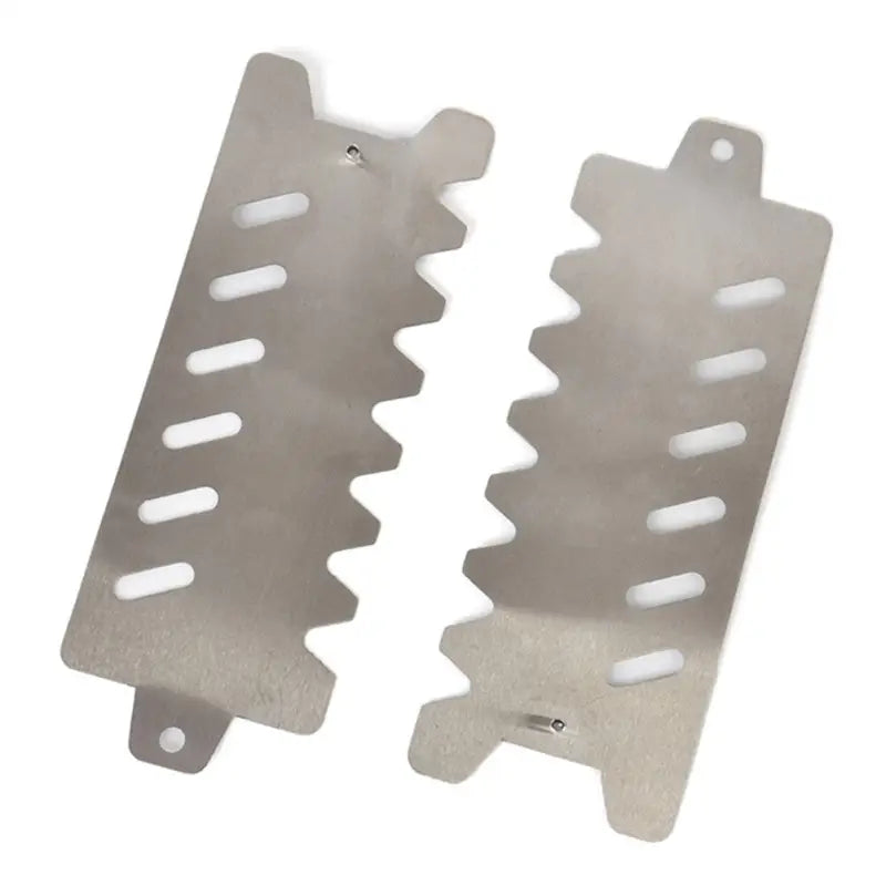 a pair of stainless steel brackets