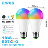 2 pack of 2w rgb led bulb with wifi and bluetooth