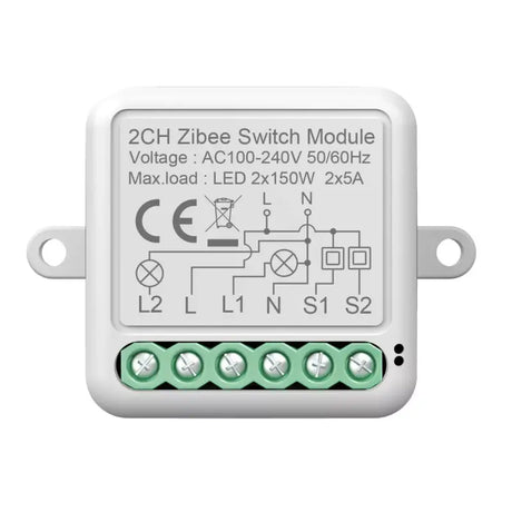 The 2 - phase led module is a white plastic housing with green leds