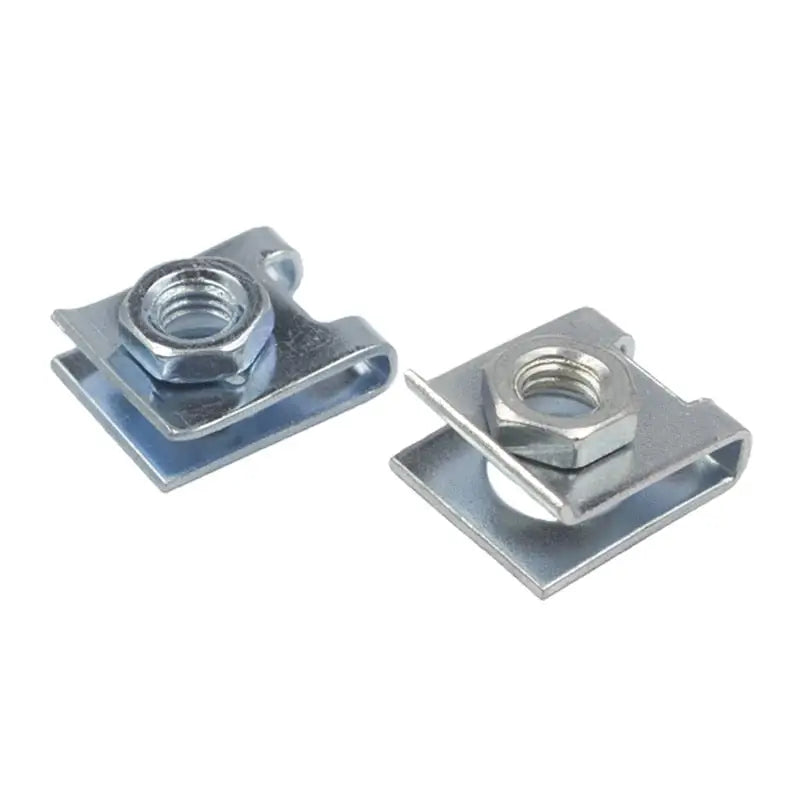 a pair of zinc steel square nuts
