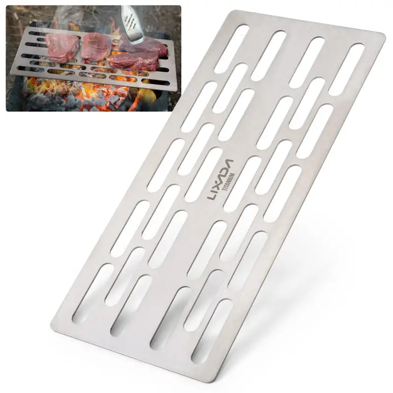 a stainless steel grilling rack with four burners