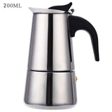 a stainless coffee pot with a handle