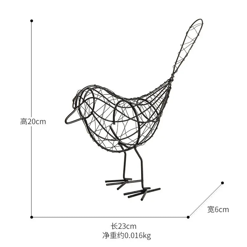 the wire bird sculpture is made from wire and has a black base