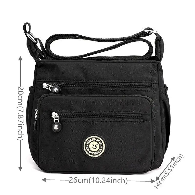 the black nylon bag with zipper closure