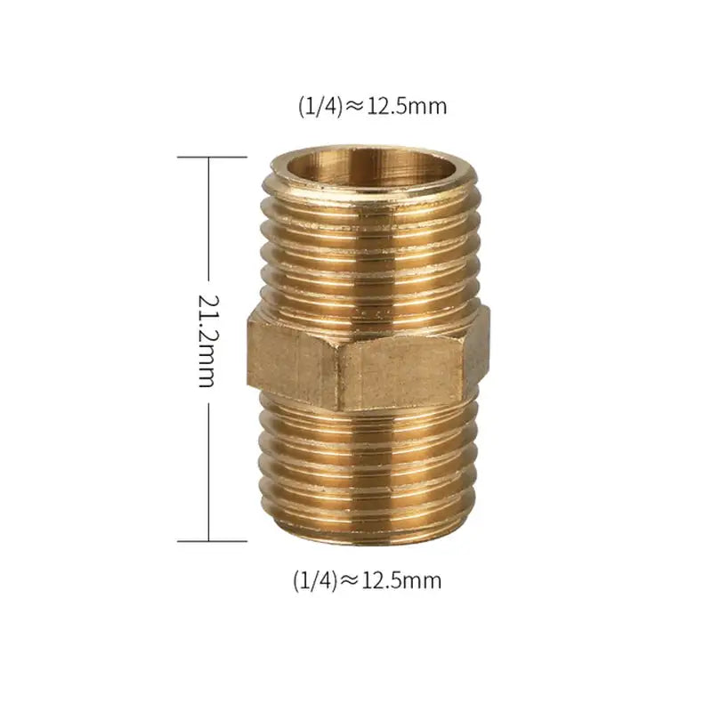 a close up of a brass fitting with a measurement of the size