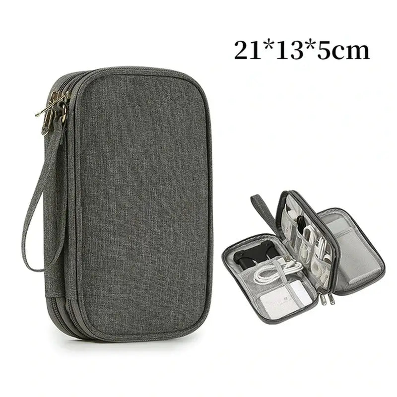 a gray case with a zipper and a small zipper