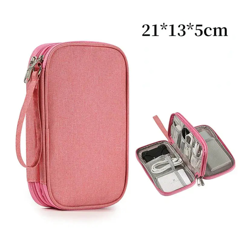 a close up of a pink case with a zipper on it