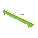 a green plastic shelf with a white background