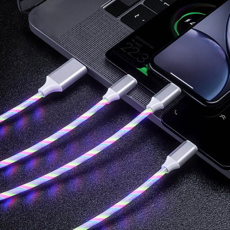 a pair of usb cable with colorful leds