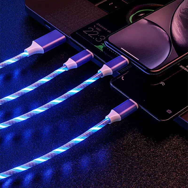 there are four cables connected to a laptop with a mouse