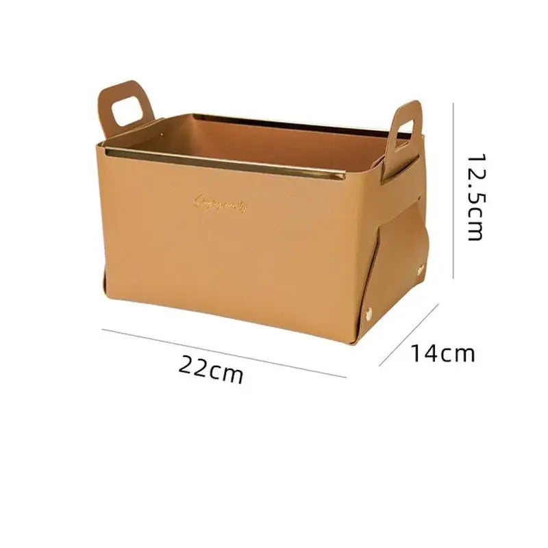 the product is a brown box with handles and handles