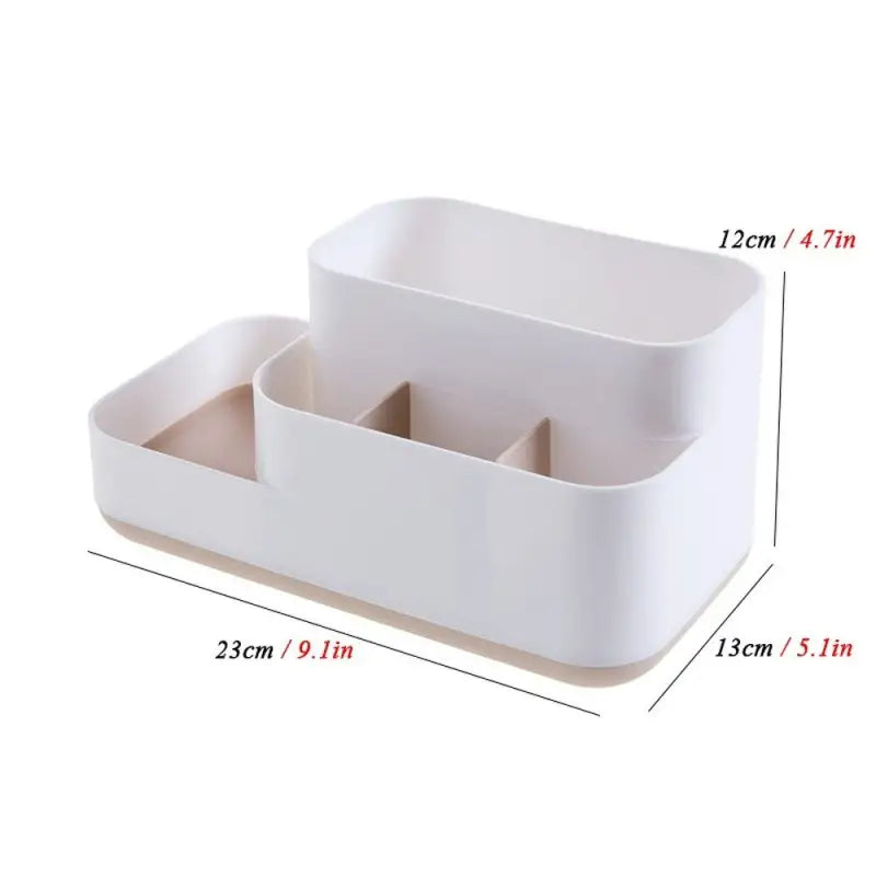 a white plastic storage box with two compartments