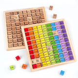 a wooden counting game with colorful blocks and numbers