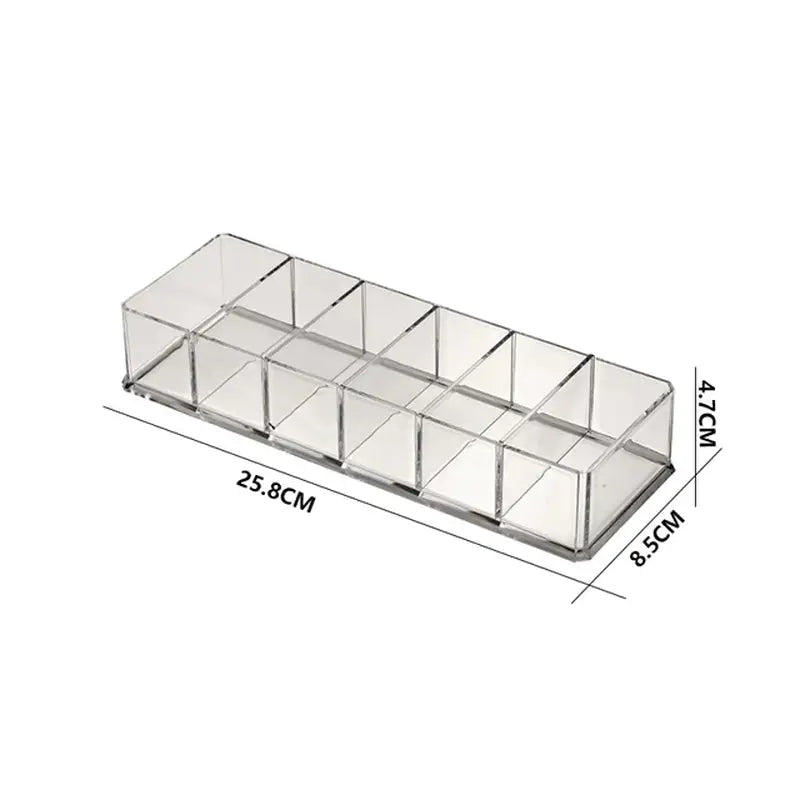 a drawing of a clear plastic box with six compartments