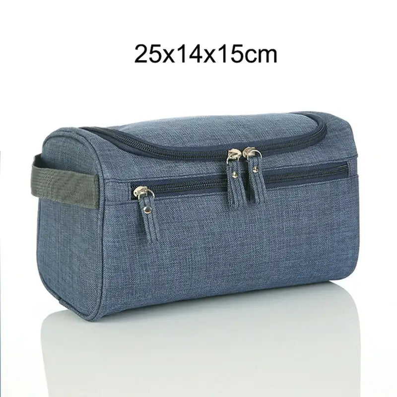 a blue bag with a zipper and a zipper on the side