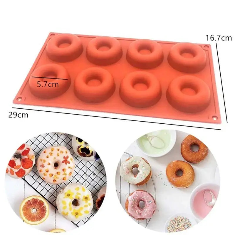 a close up of a tray of donuts with a measuring scale