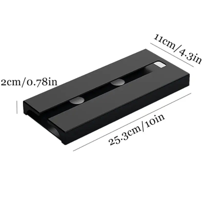 a black plastic box with a white background