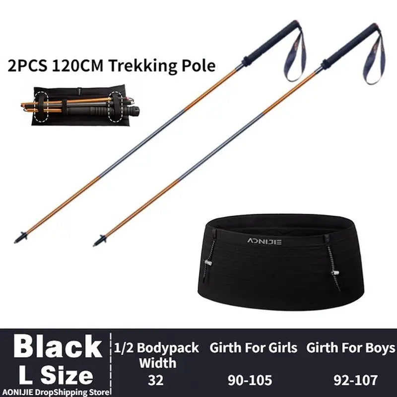 a pair of black and silver trek poles with a black bag