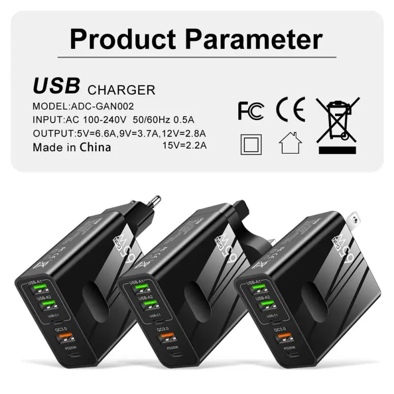 3 in 1 usb charger for iphone, ipad, ipad, and android devices