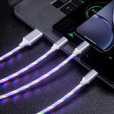 a pair of usb cable with colorful leds