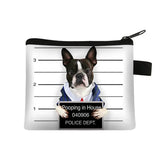 a small zipper bag with a dog in a police uniform
