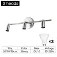 3 - light chrome wall light with white glass shade
