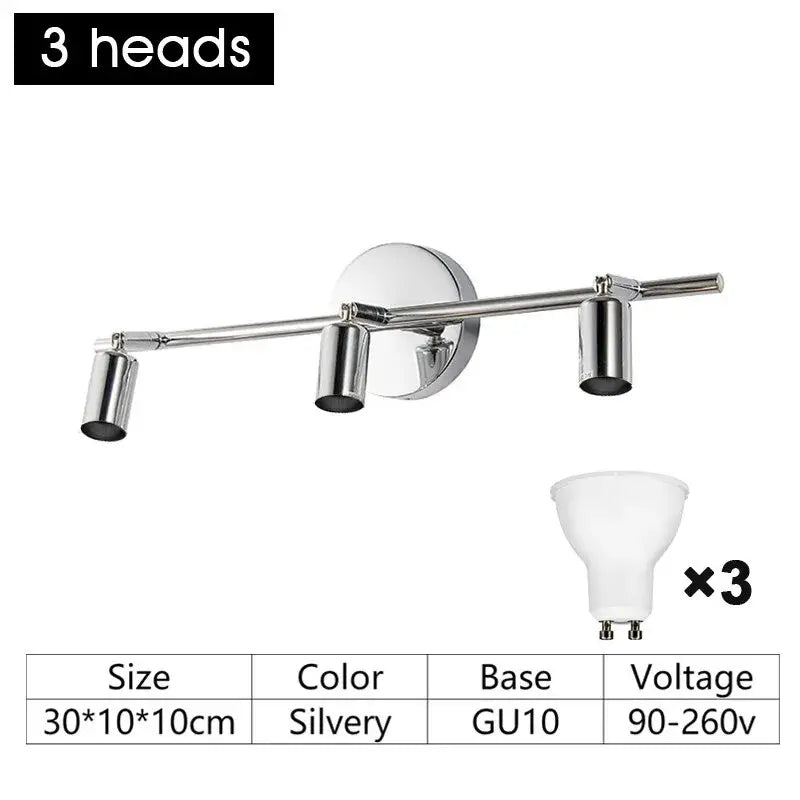 3 - light chrome wall light with white glass shade