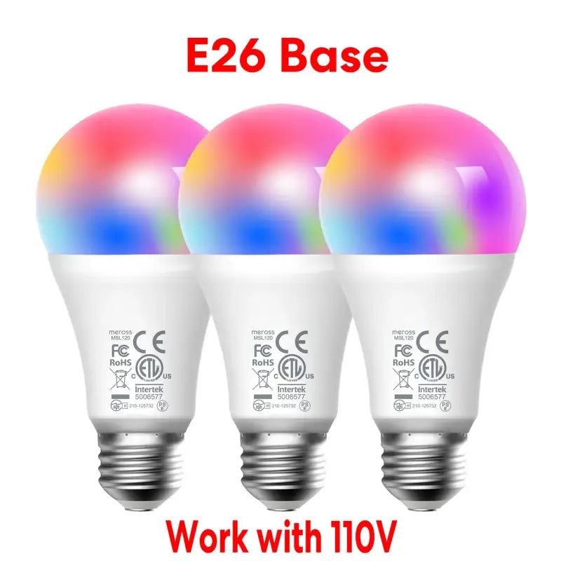 3 pack e26 base led bulb with multicolored light