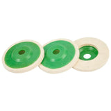 3 pack of green and white foam polishing wheels