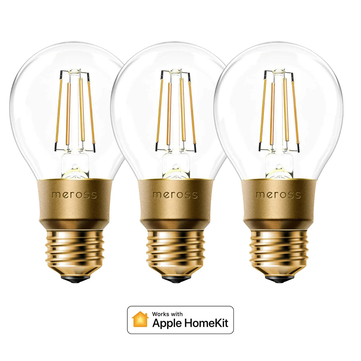 3 pack of led bulbs with gold trim