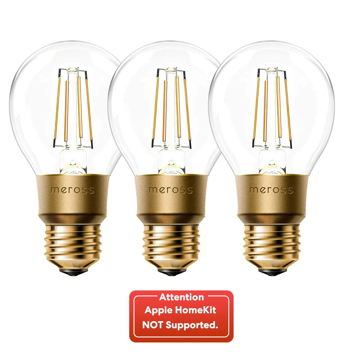 3 pack of led bulbs with gold finish