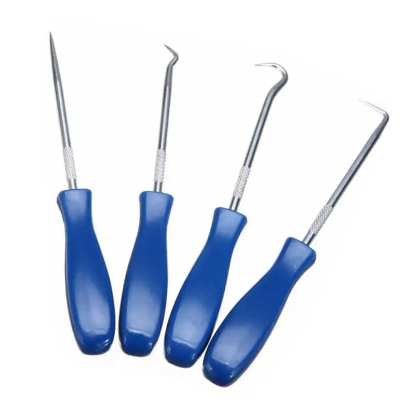 three blue plastic pliers with metal handles