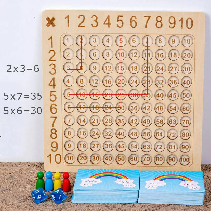 a wooden puzzle with a rainbow and numbers