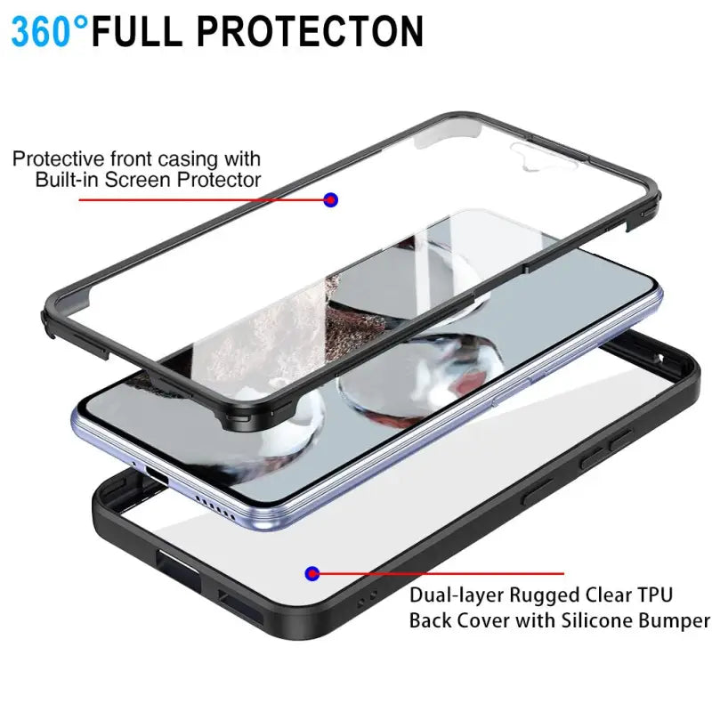 the back of a phone case with a glass screen protector