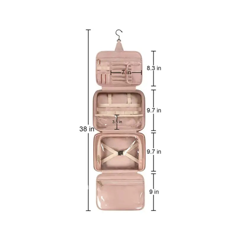 the pink travel bag with two compartments