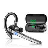 Bluetooth headset with charging case.