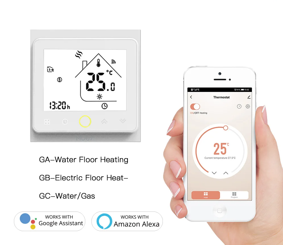 Tuya ZigBee Smart Thermostat Hub with LCD Screen - WiFi Water Heater & Flooring Control via SmartLife Google Alexa Apps