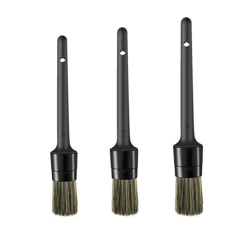 3 piece set of black paint brushes with a black handle